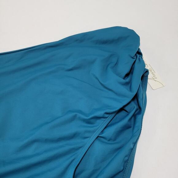 Anne Cole Plus Size High-Waist Shirred Bikini Bottoms Deep Sea Blue NWT US 24W - Picture 6 of 10